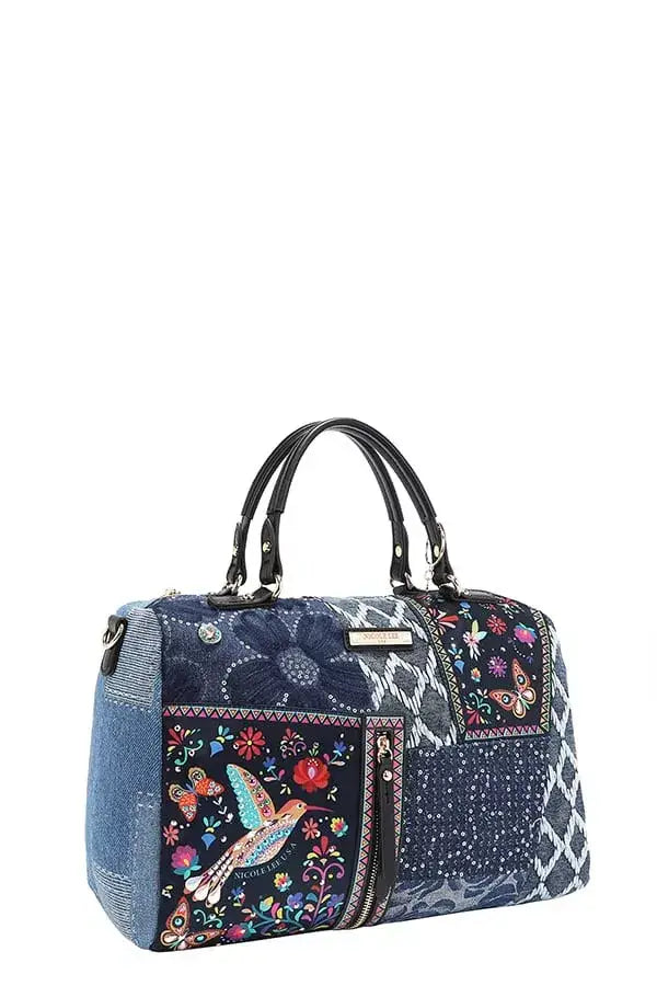 Nicole Lee USA Bosque De Amor Denim Boston Bag - BOSQUE DE AMOR / OS