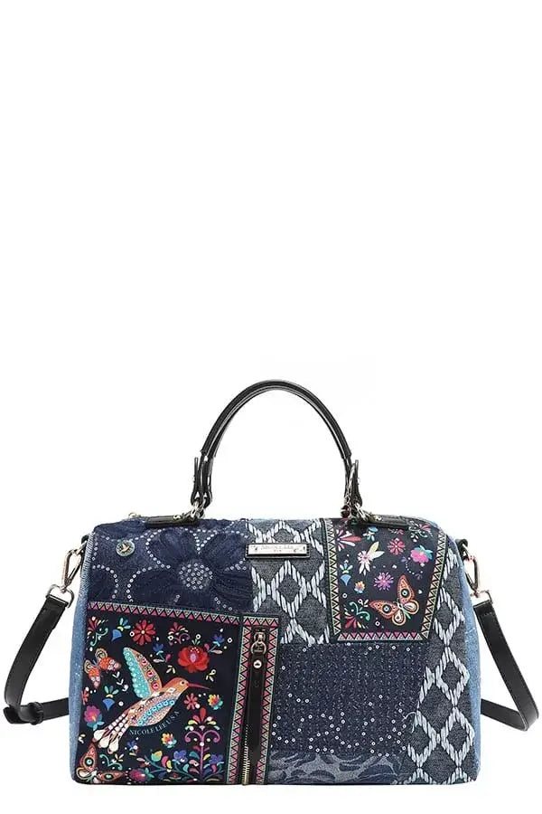 Nicole Lee USA Bosque De Amor Denim Boston Bag - BOSQUE DE AMOR / OS