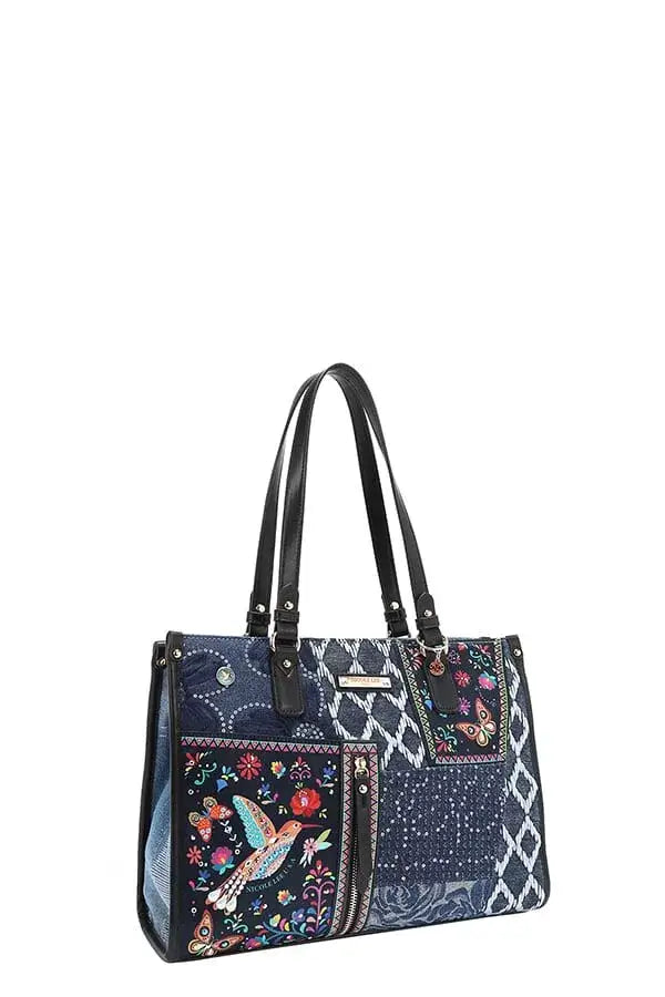 Nicole Lee USA Bosque de Amor Denim Tote Bag - BOSQUE DE AMOR / OS - Denim Tote Bag
