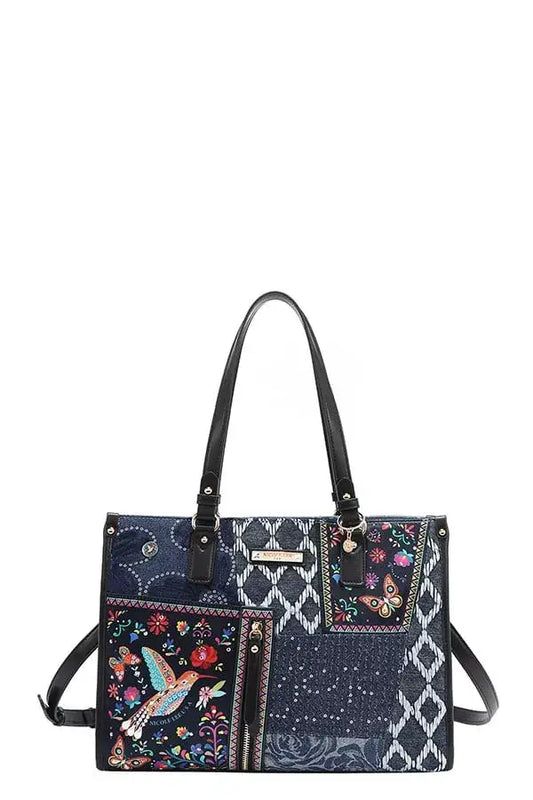 Nicole Lee USA Bosque de Amor Denim Tote Bag - BOSQUE DE AMOR / OS - Denim Tote Bag