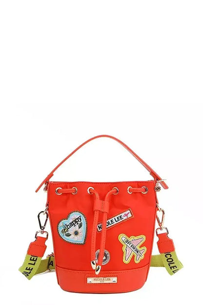 Nicole Lee USA Color Patch Bucket Bag - ORANGE / One Size