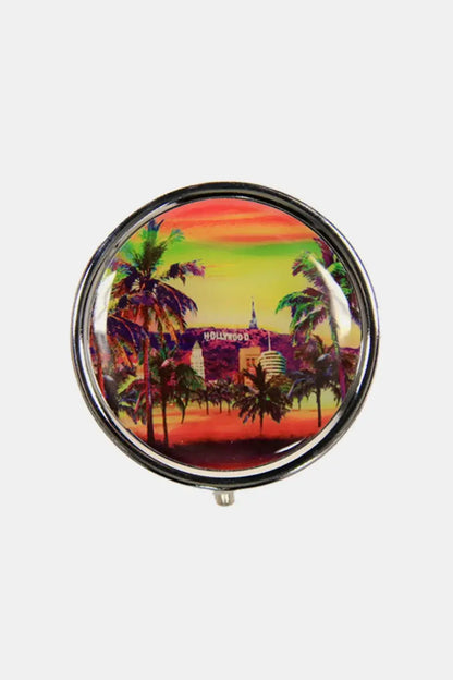 Nicole Lee USA Print Metallic Circular Small Pill Case - Hollywood / One Size