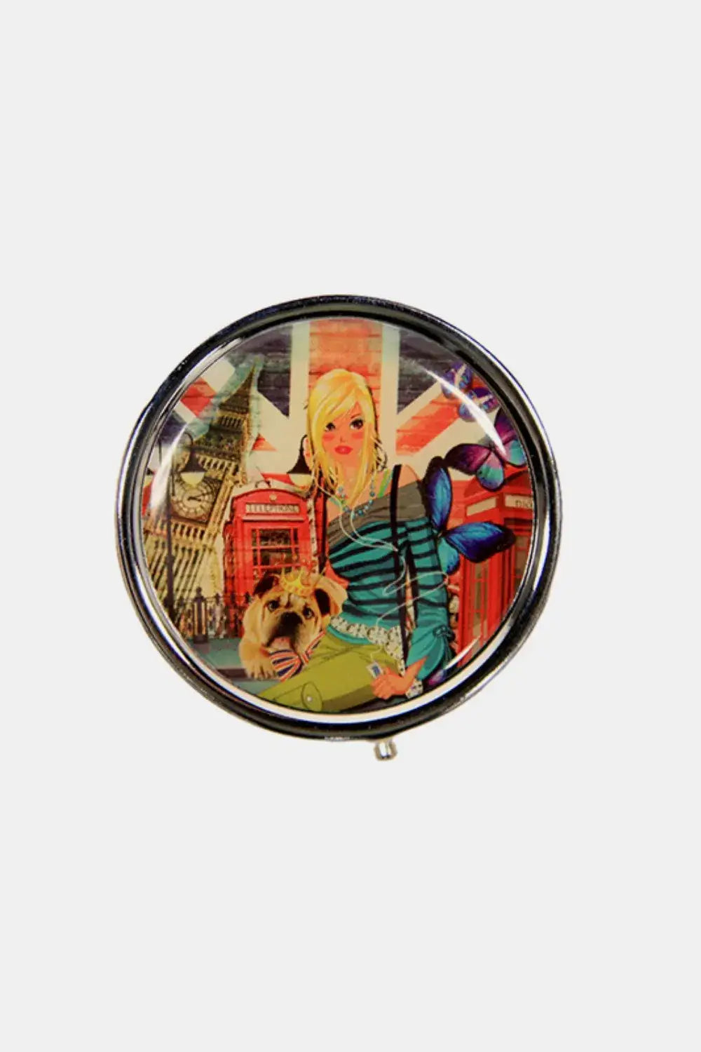 Nicole Lee USA Print Metallic Circular Small Pill Case - London Girl / One Size