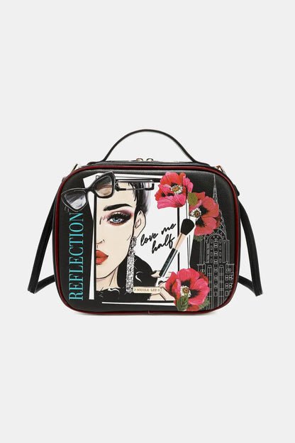 Nicole Lee USA Printed Handbag with Three Pouches - Love Me Half / One Size