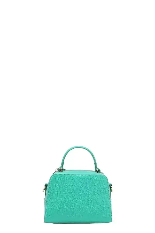 Mint green vegan leather dome-shaped handbag with silver hardware by Nicole Lee USA