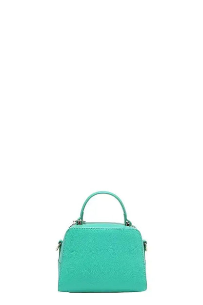 Mint green vegan leather dome-shaped handbag with silver hardware by Nicole Lee USA