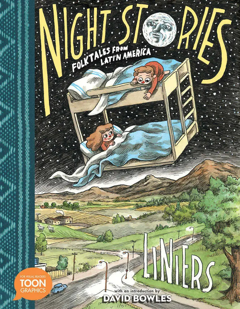 Book cover of Night Stories: Folk Tales from Latin America with a bunk bed under stars