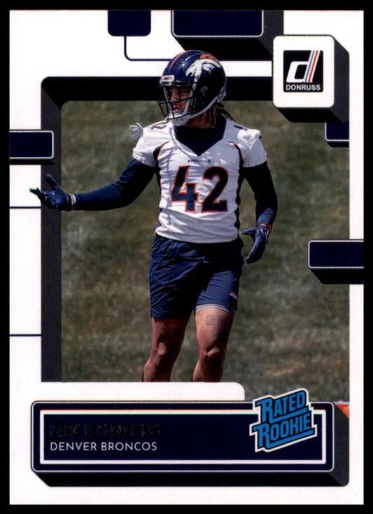Football trading card featuring Nik Bonitto Rookie 2022 Donruss #380 Denver Broncos