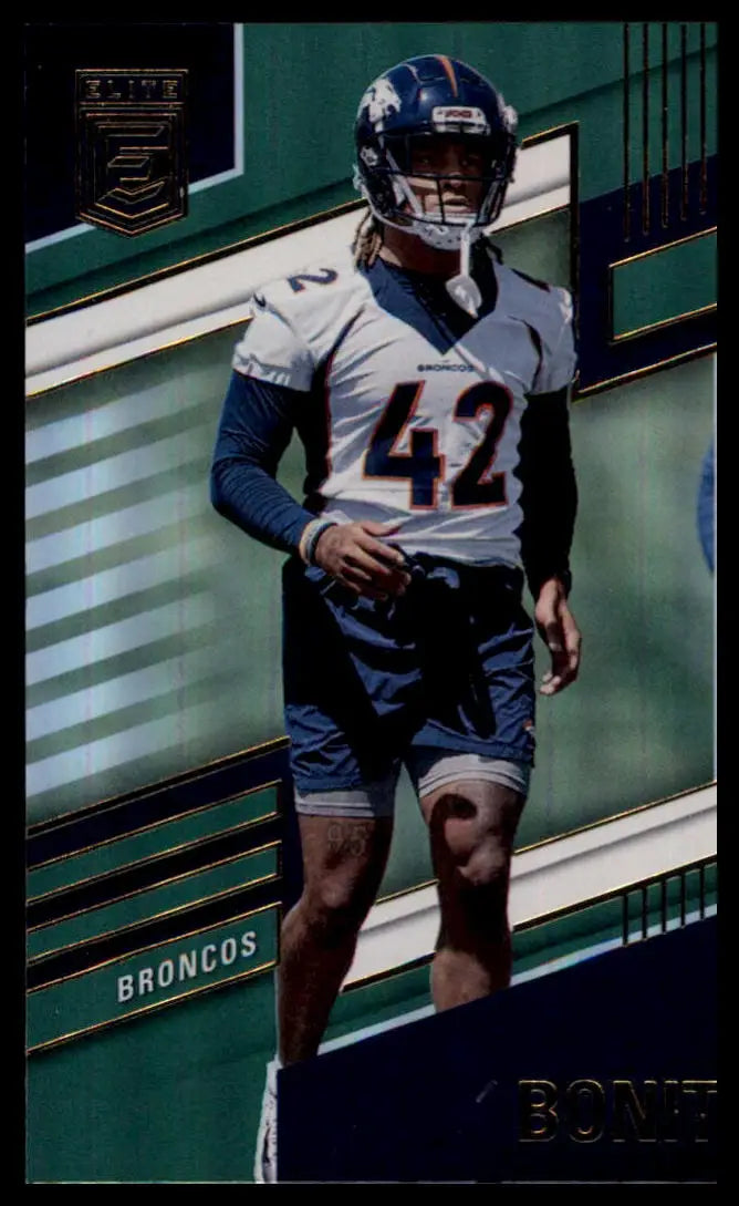 Football player in uniform featuring Nik Bonitto Donruss Elite Green #198 Denver Broncos