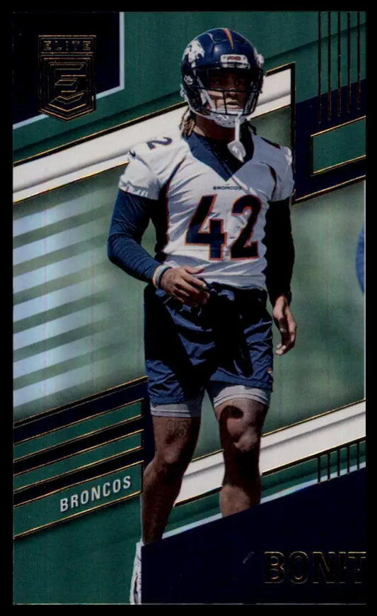 Football player in uniform featuring Nik Bonitto Donruss Elite Green #198 Denver Broncos