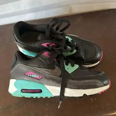 Black youth Nike Air Max 833414-033 running sneakers in teal and pink for boys and girls