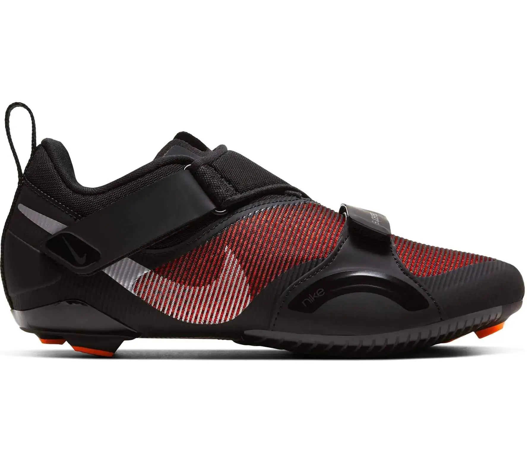 Black and red Nike Alpha Huarache NXT baseball cleats with two velcro straps