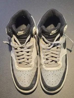Used Nike Court Vision Mid Black/White high-top sneakers with white laces in good condition