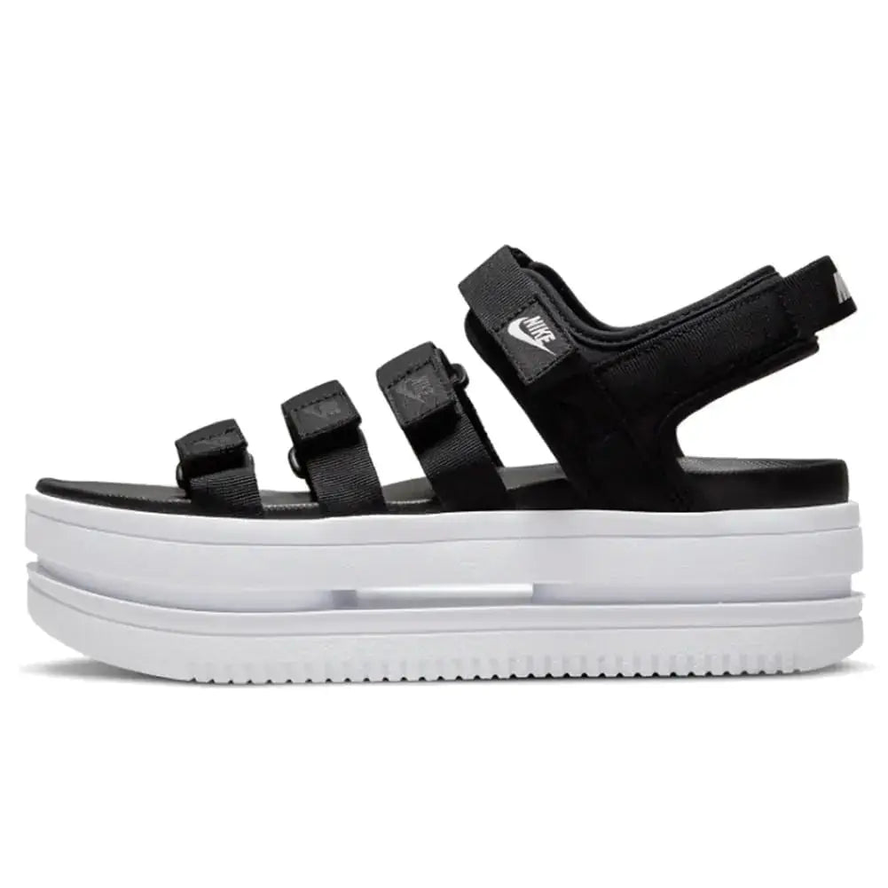 Nike Icon Classic women’s black and white platform sandals with adjustable straps