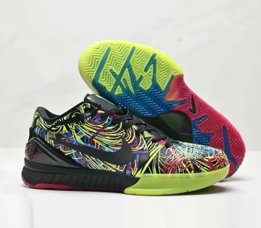Nike Kobe 4 Protro Wizenard black multi-colored basketball shoe with vibrant graphic upper