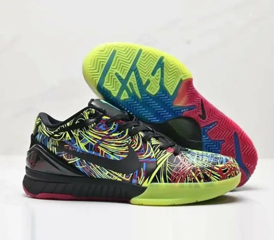 Nike Kobe 4 Protro Wizenard black multi-colored basketball shoe with vibrant graphic upper