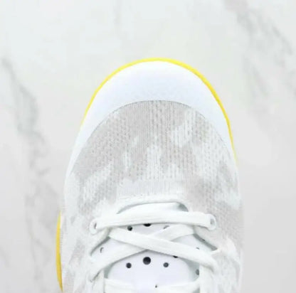 Nike Kobe 8 Protro Lakers Home white athletic shoe with bright yellow sole fast shipping