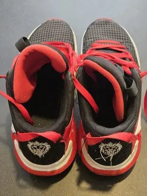 Nike LeBron Witness 4 Lion-Heel men’s basketball sneakers with black red mesh upper