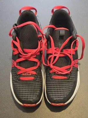 Nike LeBron Witness 4 Lion-Heel men’s basketball sneakers with black mesh upper and red laces