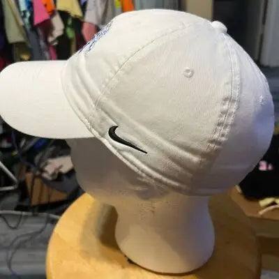 White Nike Memphis University Hat with black swoosh logo for baseball cap style