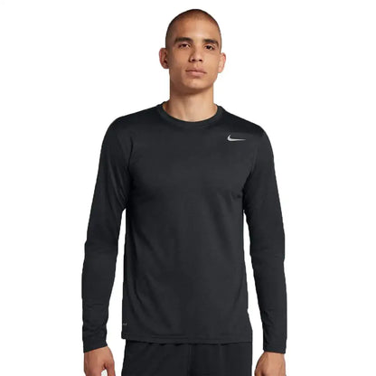 Black long-sleeve Nike Dry Anti-Odor Dri-Fit athletic shirt front view