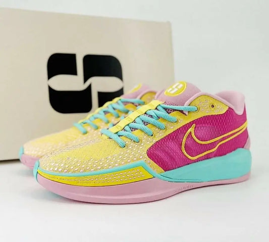 Brightly colored Nike Sabrina 1 Ep Red Yellow Pink athletic shoes with fast shipping
