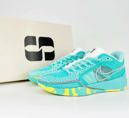 Nike Sabrina 1 Lonescu Ice Blue athletic sneakers with turquoise yellow design fast shipping