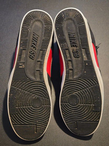 Used Nike SB Delta Force Mens black red low top skate shoes with white trim