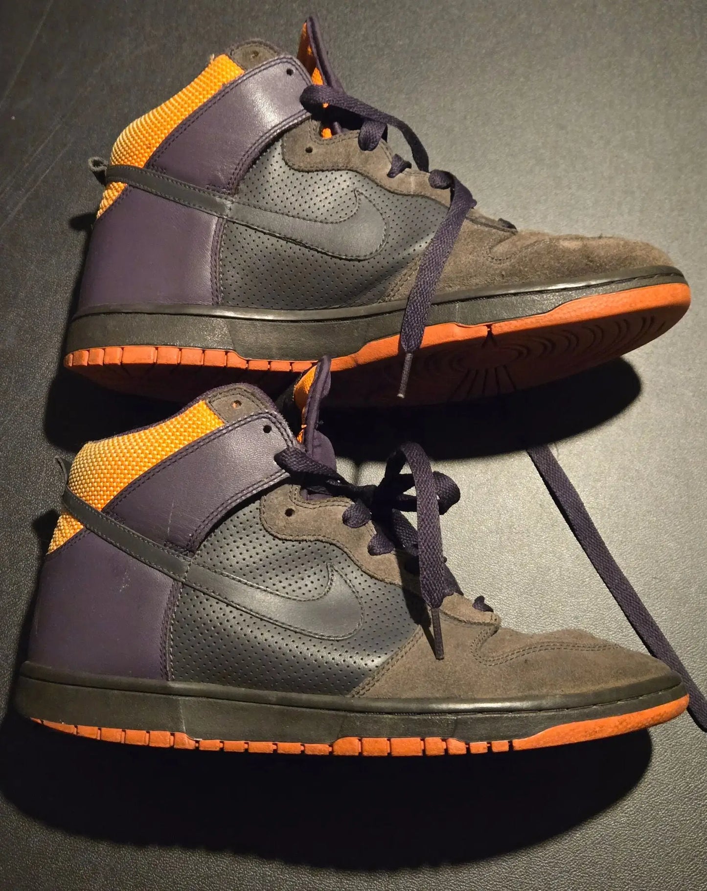 Nike Shoes Mens 9.5 High Top Purple Orange Gray Swoosh Basketball Sneaker Used - Basketball Sneakers