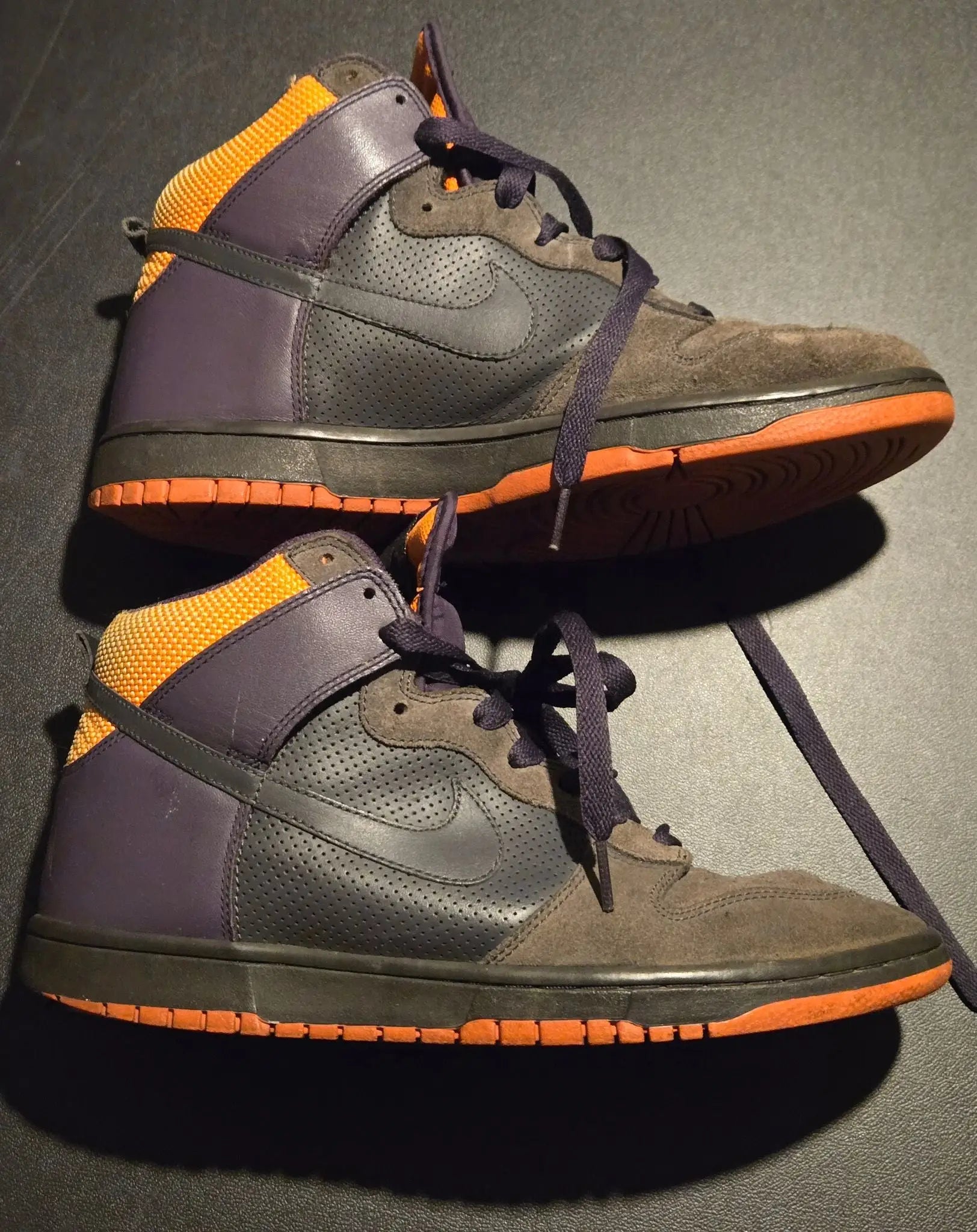 Nike Shoes Mens 9.5 High Top Purple Orange Gray Swoosh Basketball Sneaker Used - Basketball Sneakers