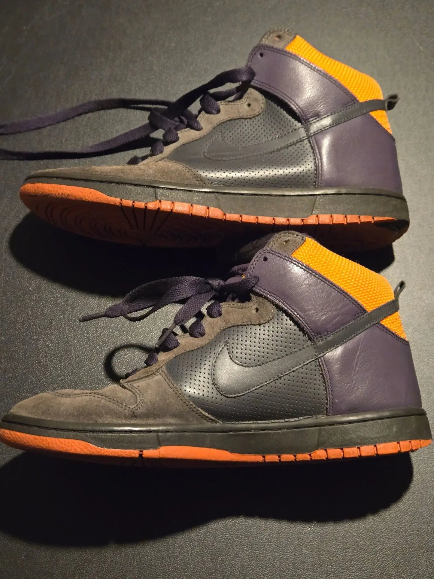 Nike Shoes Mens 9.5 High Top Purple Orange Gray Swoosh Basketball Sneaker Used - Basketball Sneakers