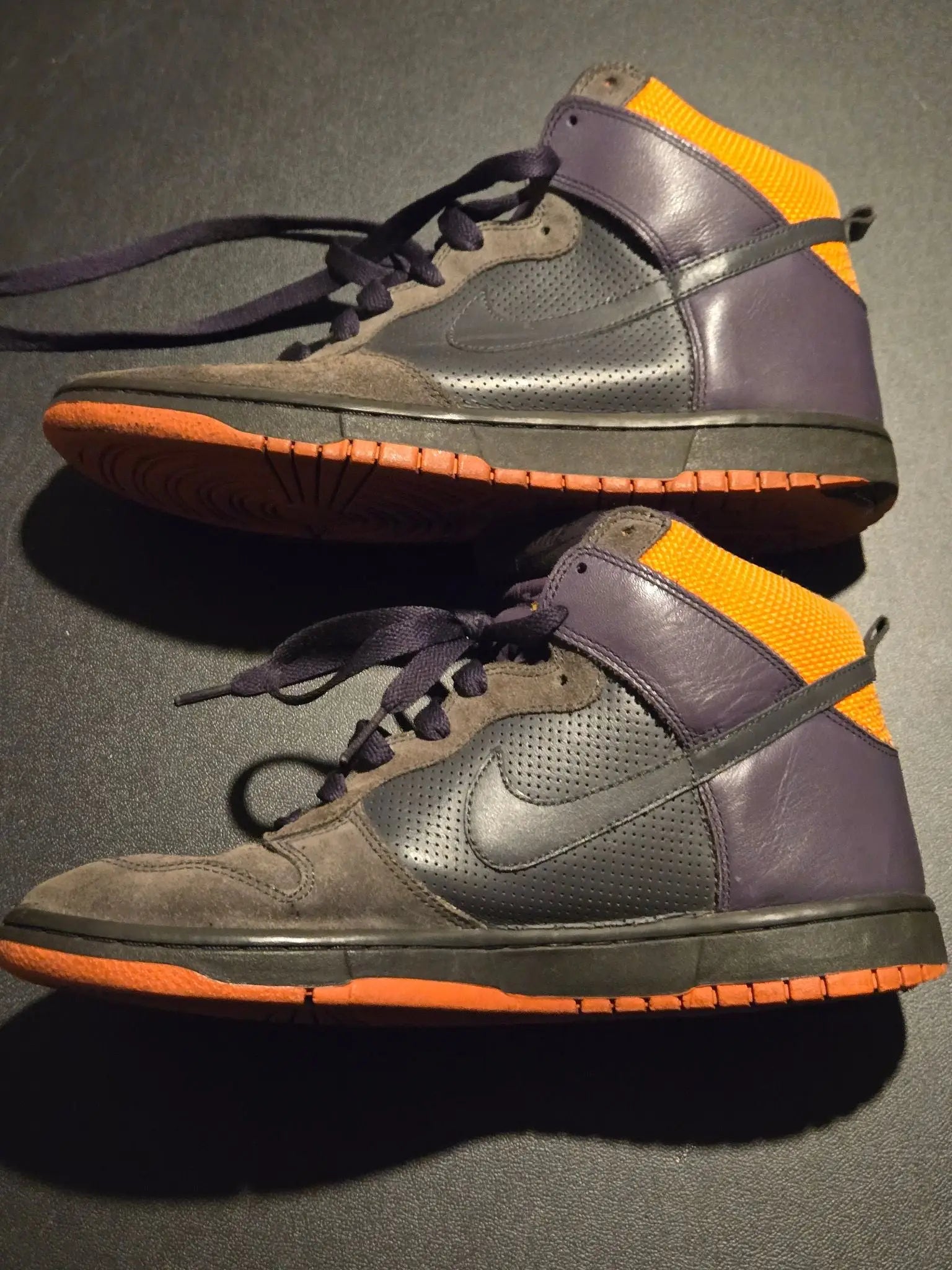 Nike Shoes Mens 9.5 High Top Purple Orange Gray Swoosh Basketball Sneaker Used - Basketball Sneakers