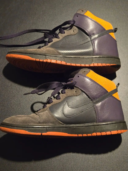 Nike Shoes Mens 9.5 High Top Purple Orange Gray Swoosh Basketball Sneaker Used - Basketball Sneakers