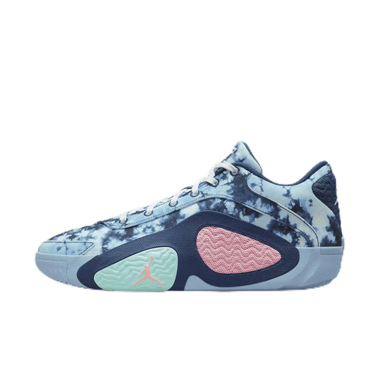 Tie-dye patterned Nike Tatum 2 basketball shoe in blue and tropical colors size 9.5