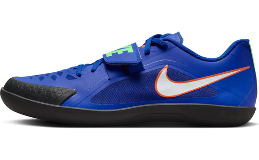 Blue Nike Zoom Rival SD 2 track shoe for field events in Racer Blue and Safety Orange