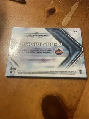 Noah Syndergaard rookie debut medallion baseball card from 2018 Topps Chrom Rookie Debut