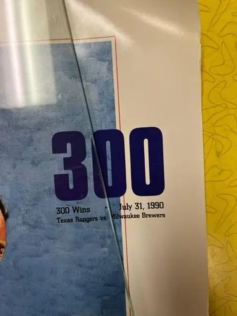 Nolan Ryan HSE 1990 Poster 18x24 Autographed Texas Rangers 300th Win BAS for collectors