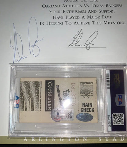 Nolan Ryan and Rickey Henderson signed baseball memorabilia with ticket stub PSA DNA 9