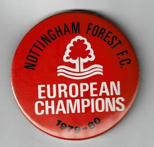 Red Nottingham Forest European Champions badge on Nottingham Forest FC soccer pin