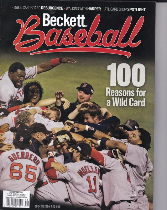 Magazine cover featuring baseball players celebrating with Beckett Baseball Price Guide November 2025