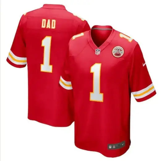 Red Kansas City Chiefs Nike Game Jersey with number one for dad Kansas City fans