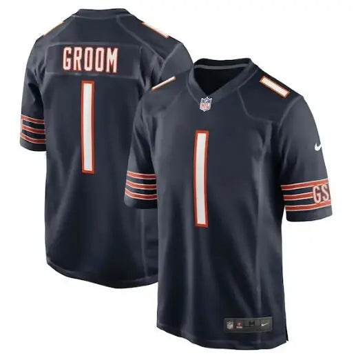 Navy blue American football jersey with orange and white accents from Chicago Bears Nike Game Jersey