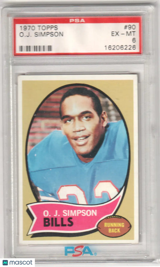 O J Simpson 1970 Topps RC Rookie football card graded PSA 6 Columbia Hobby