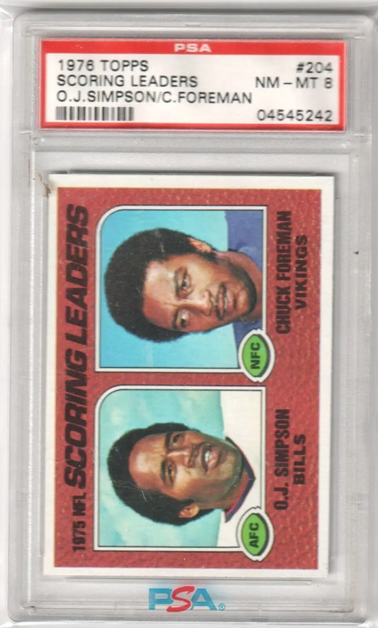 Graded 1976 Topps O.J. Simpson Chuck Foreman football card PSA 8 NM-MT Columbia Hobby eBay