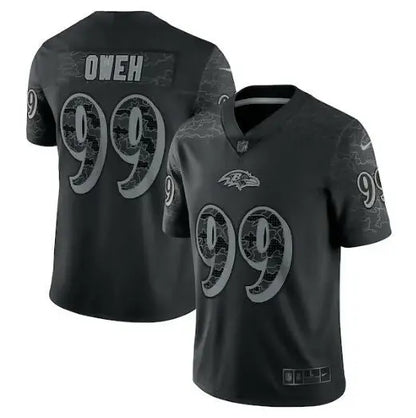 Black Odafe Oweh Baltimore Ravens Nike RFLCTV Limited Jersey displayed front view