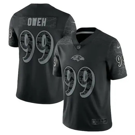 Black Odafe Oweh Baltimore Ravens Nike RFLCTV Limited Jersey displayed front view