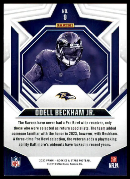 Collectible Odell Beckham Jr. football card from Panini Rookies 2023 Baltimore Ravens