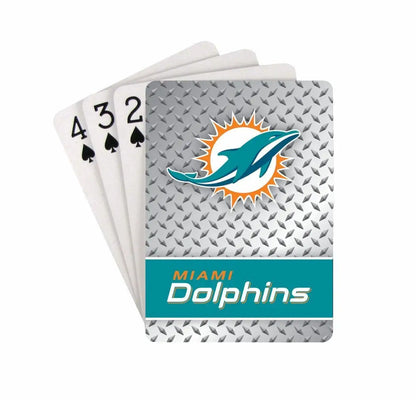 Miami Dolphins NFL playing cards featuring logo and team name in official design