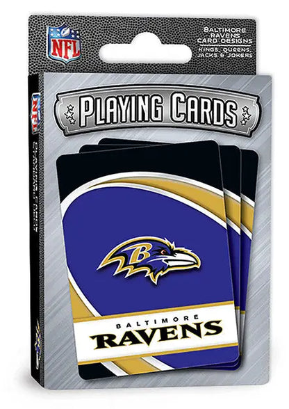 NFL playing cards featuring Baltimore Ravens in official packaging for fans