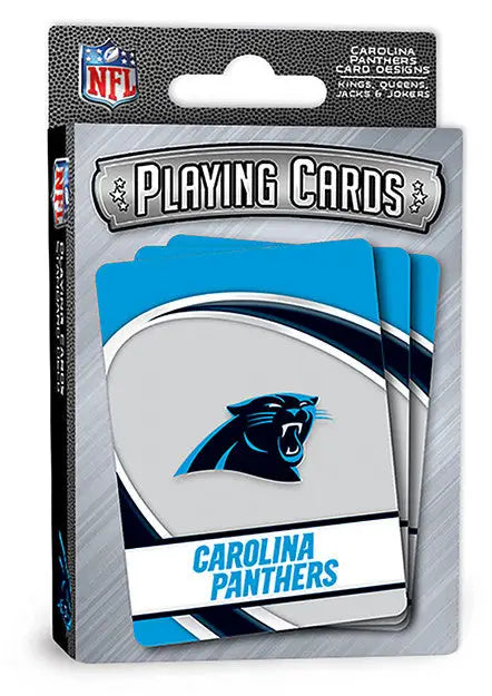 NFL-licensed Carolina Panthers playing cards in retail packaging for NFL playing cards